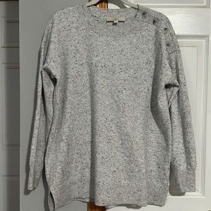Loft Button Shoulder Speckle Sweater Size M